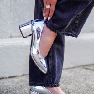 Aerosoles Alae Silver Mirror blicky heel pump NEW